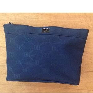 COSMETIC TRAVEL BAG BLUE MICROFIBER/ Canvas 8.5 X 6